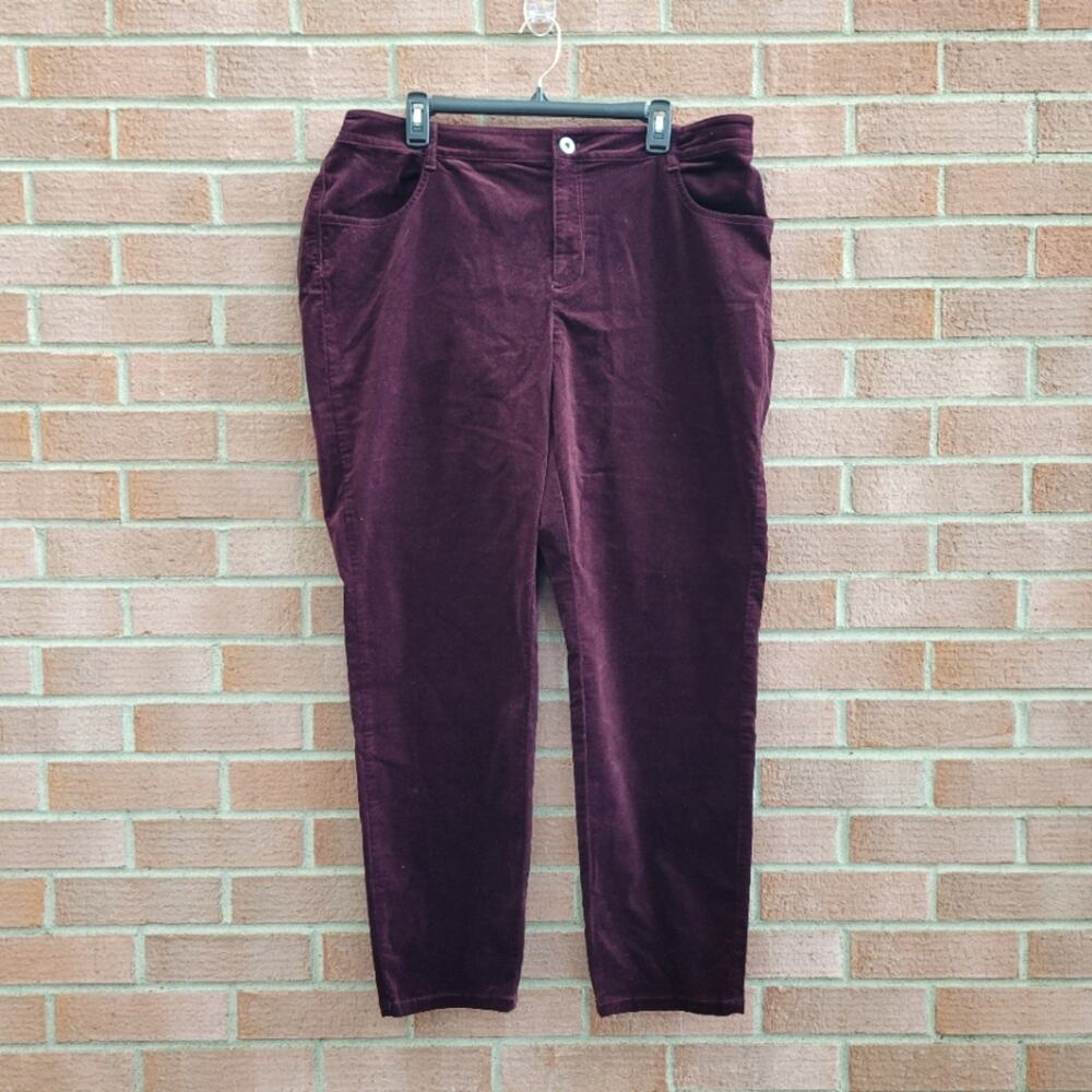 J. Jill Straight Leg Corduroy Pinot Burgundy Dark Red Pants size 20